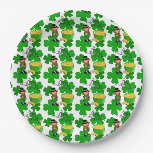 Leprechaun, St. Patrick's Day, Paper Tellers 9" Pappteller (Vorderseite)