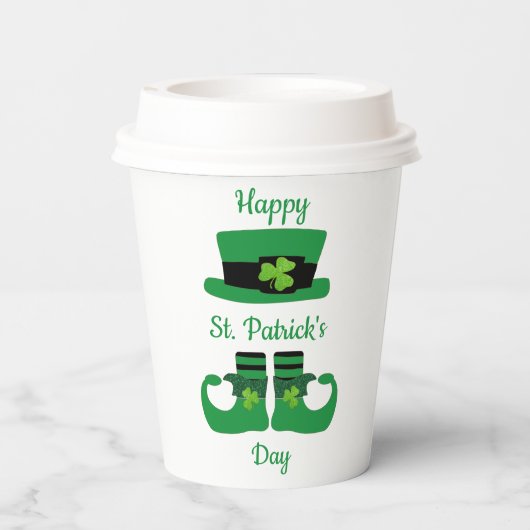 Leprechaun St. Patrick's Day Party Green Black Pappbecher (Rückseite)