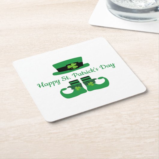 Leprechaun St. Patrick's Day Party Green Black Rechteckiger Pappuntersetzer (angewinkelt)