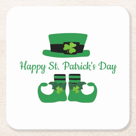Leprechaun St. Patrick's Day Party Green Black Rechteckiger Pappuntersetzer (Vorderseite)