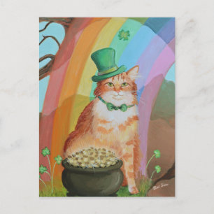 Leprechaun St. Patrick's Day Tabby Cat Postkarte