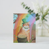 Leprechaun St. Patrick's Day Tabby Cat Postkarte (Stehend Vorderseite)