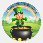 Leprechaun St. Patrick's Pot of Gold Rainbow Runder Aufkleber (Vorderseite)