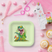 Leprechaun T-Rex St. Patrick's Day Pappteller (Party)