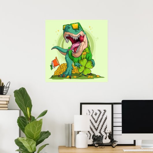 Leprechaun T-Rex St. Patrick's Day Poster (Heimbüro)