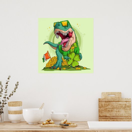 Leprechaun T-Rex St. Patrick's Day Poster (Küche)