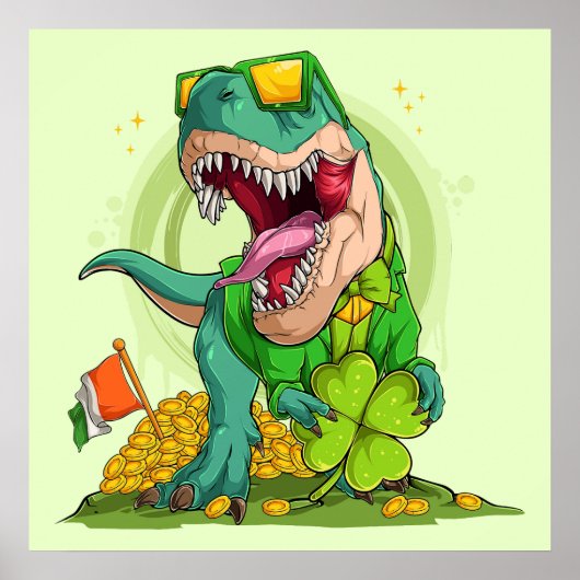 Leprechaun T-Rex St. Patrick's Day Poster (Vorne)