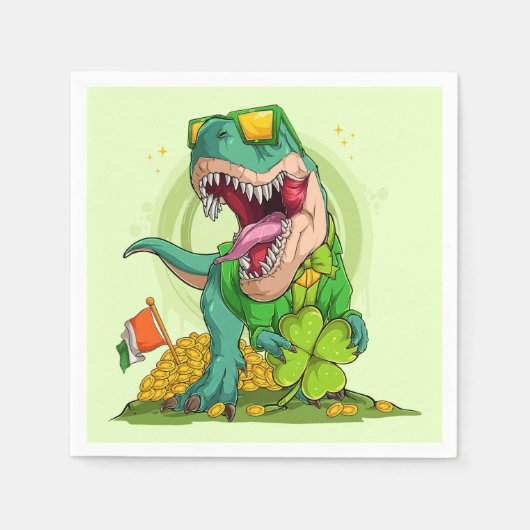 Leprechaun T-Rex St. Patrick's Day Serviette (Vorderseite)