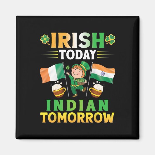Leprechaun Tancing Flags Beer Irish Today Indian T Magnet (Vorne)