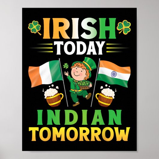 Leprechaun Tancing Flags Beer Irish Today Indian T Poster (Vorne)