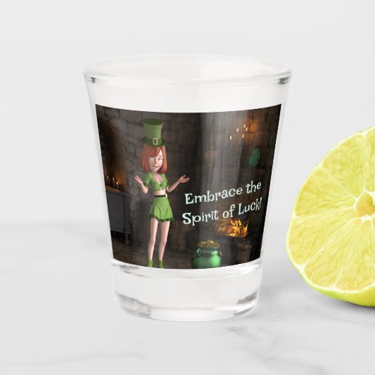 Leprechaun Toon Girl Schnapsglas (Vorderseite)