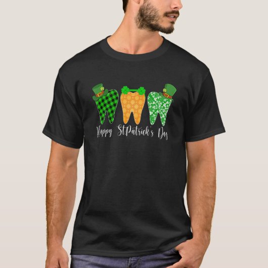 Leprechaun Tooth Kleeblatt St Patrick Day Dentist  T-Shirt (Vorderseite)