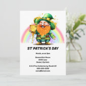 Leprechaun Topf mit Regenbogen Irish Glückliches P Einladung (Stehend Vorderseite)