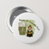 Leprechaun und Grüner Beer St. Patrick's Day Button (Vorne & Hinten)