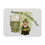 Leprechaun und Grüner Beer St. Patrick's Day Magnet (Horizontal)