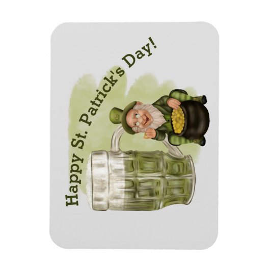 Leprechaun und Grüner Beer St. Patrick's Day Magnet (Vertikal)