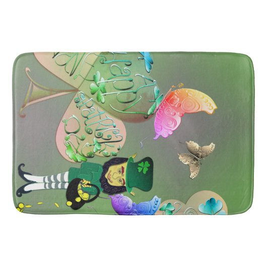 Leprechaun und Kleeblatt Bath Mat Badematte (Vorderseite)