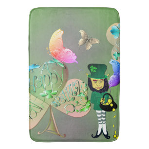 Leprechaun und Kleeblatt Bath Mat Badematte