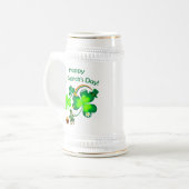 Leprechaun und Kleeblatt Bierglas (Vorderseite Links)