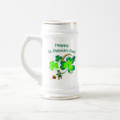 Leprechaun und Kleeblatt Bierglas (Links)
