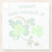 Leprechaun und Kleeblatt Glasuntersetzer (Rückseite)