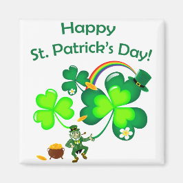 Leprechaun und Kleeblatt Magnet