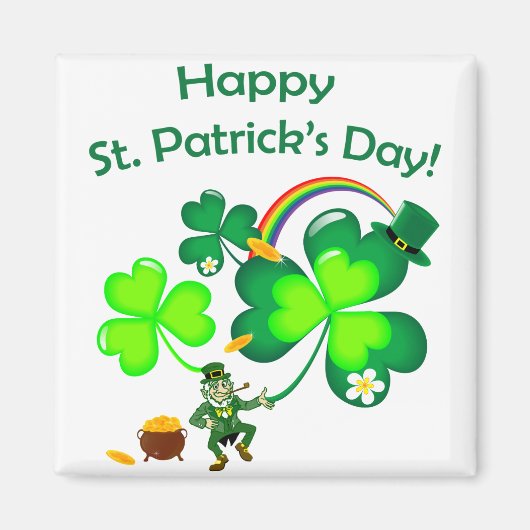 Leprechaun und Kleeblatt Magnet (Vorne)