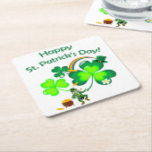Leprechaun und Kleeblatt Rechteckiger Pappuntersetzer (angewinkelt)