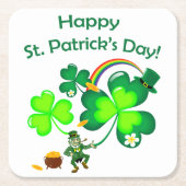 Leprechaun und Kleeblatt Rechteckiger Pappuntersetzer (Vorderseite)