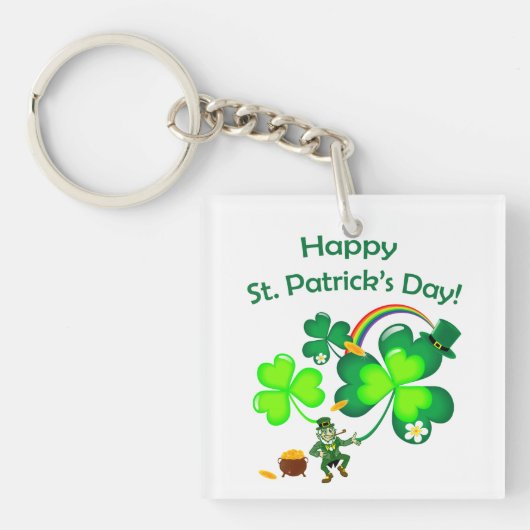 Leprechaun und Kleeblatt Schlüsselanhänger (Vorderseite)