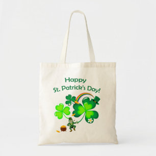 Leprechaun und Kleeblatt Tragetasche