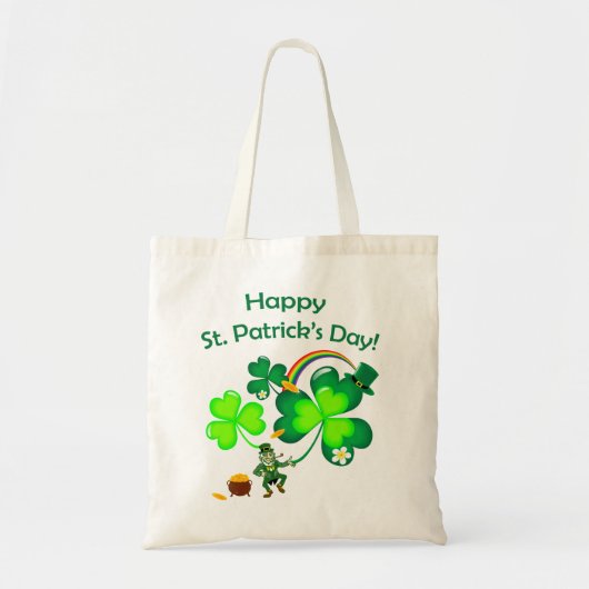 Leprechaun und Kleeblatt Tragetasche (Vorne)