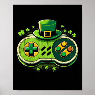 Leprechaun-Videospielcontroller St. Paddys-Spieler Poster
