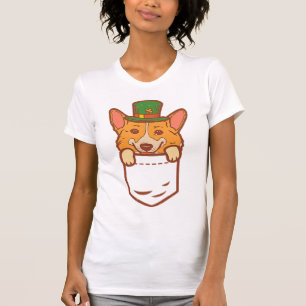 Leprechaun Welsh Corgi Pocket St Patricks Day Pet T-Shirt