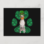 Leprechaun Whippet St Patricks Day Kleeblatt Paw Postkarte (Vorderseite)