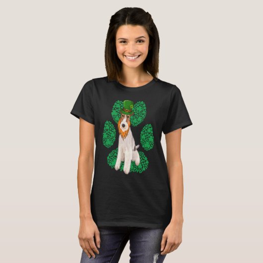 Leprechaun Wire Fox Terrier St Patricks Day Shamro T-Shirt (Vorne ganz)