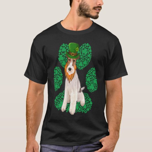 Leprechaun Wire Fox Terrier St Patricks Day Shamro T-Shirt (Vorderseite)