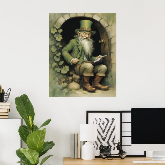 Leprechaun with Shamrocks Poster (Heimbüro)