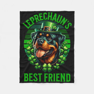 Leprechauns bester Freund Rottweiler Hund St. Patr Fleecedecke
