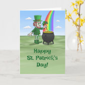 Leprechauns Happy St. Patrick's Day  Karte (Gelbe Blume)