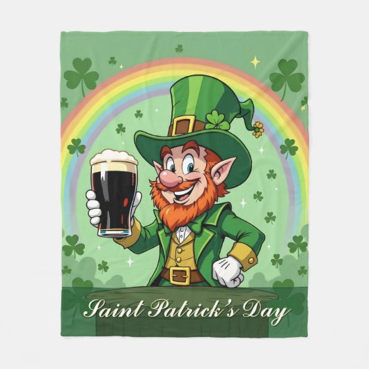 Leprechauns Jubel unter dem Regenbogen Fleecedecke (Vorderseite)