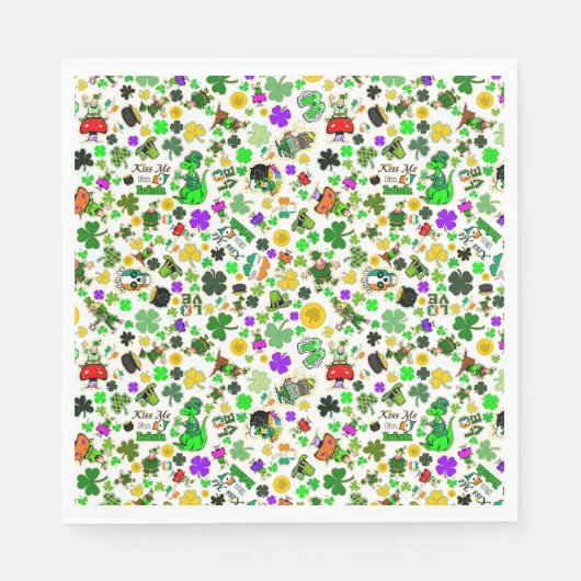 Leprechauns Kleeblatts Gold Mushrooms Kiss Me Serviette (Vorderseite)