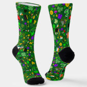 Leprechauns Kleeblatts Gold Mushrooms Kiss Me Socken (Gewinkelt)