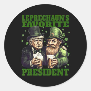 Leprechauns Lieblingspräsident Trump St.Patrick P Runder Aufkleber