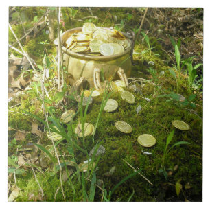 "Leprechaun's Pot of Gold in Moss!" Keramikfliese