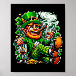 Leprechaun's St. Patrick's Day Bourbon und Zigarre Poster
