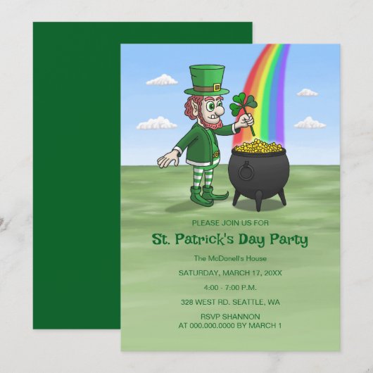 Leprechauns St. Patrick's day party Einladung (Vorne/Hinten)