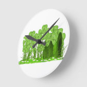 Leprechaun's Top Hat Lying im Bereich der Kleeblät Runde Wanduhr (Winkel)