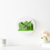 Leprechaun's Top Hat Lying im Bereich der Kleeblät Runde Wanduhr (Zuhause)