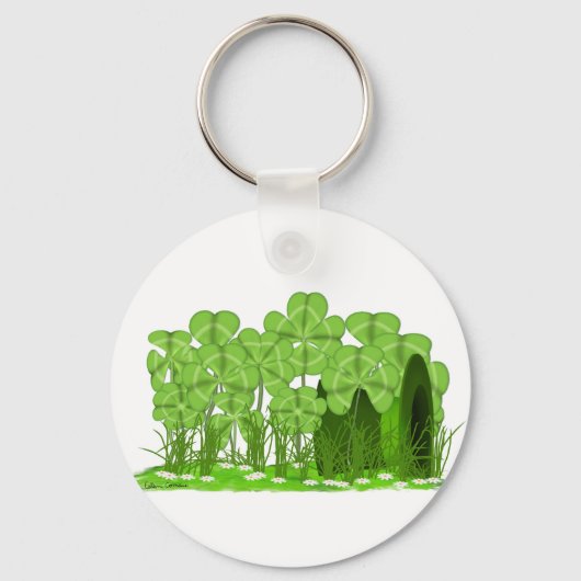 Leprechaun's Top Hat Lying im Bereich der Kleeblät Schlüsselanhänger (Rückseite)